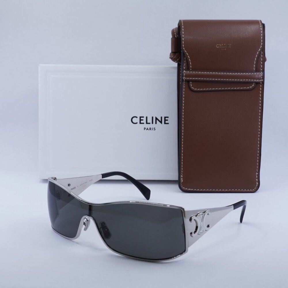 🕶️ New Celine CL40283U 16A Sunglasses - Silver Frame, Grey Lenses - Picture 12 of 12